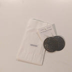 Earrings large disc embossed metal 2D silver/black