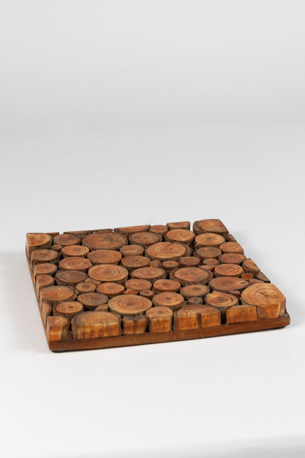 Trivet wood slice mango/poplar/MDF 8x8x1 brown