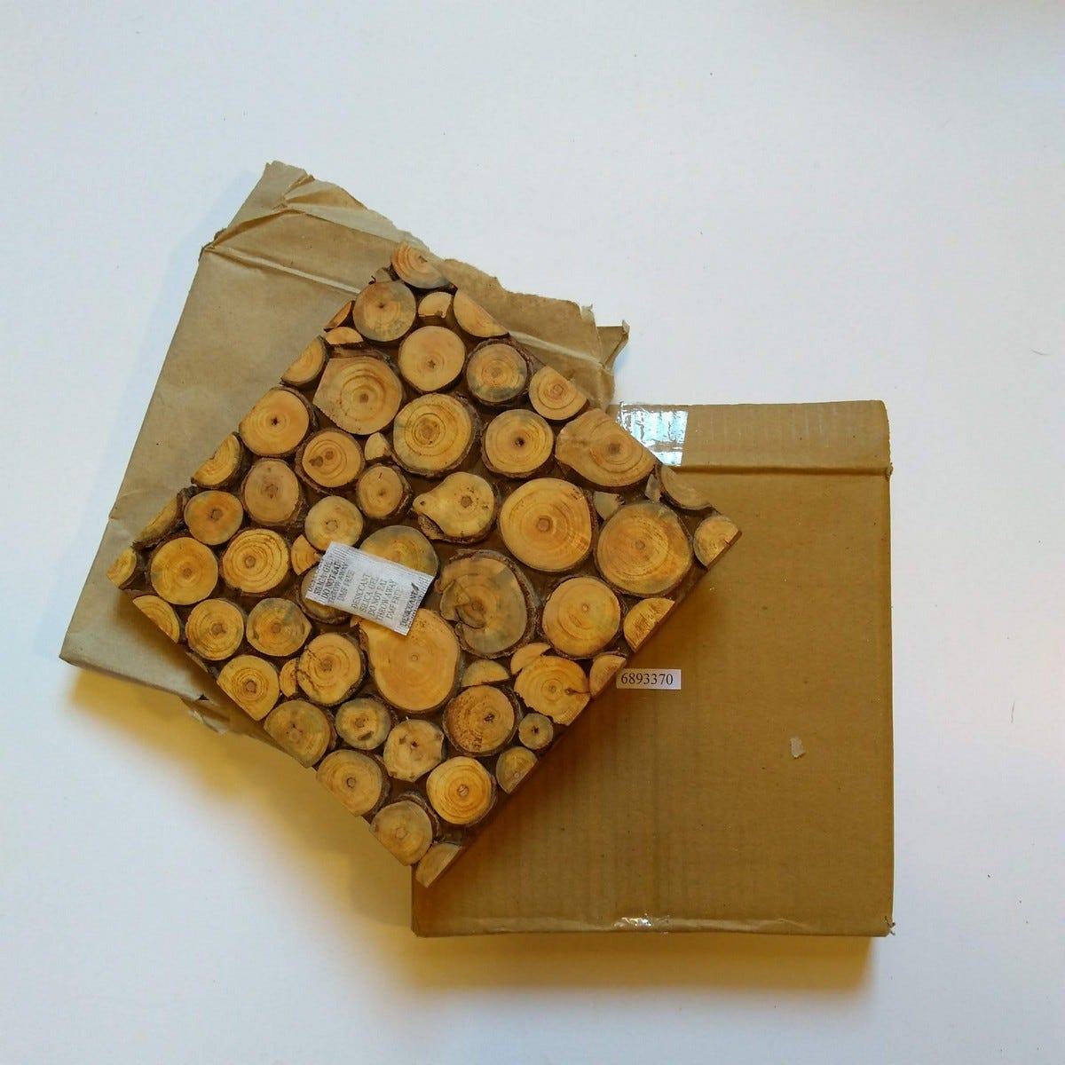 Trivet wood slice mango/poplar/MDF 8x8x1 brown