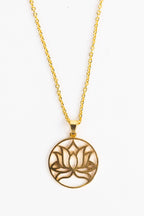 Necklace lotus pendant flash gold/metal 20L gold