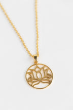 Necklace lotus pendant flash gold/metal 20L gold