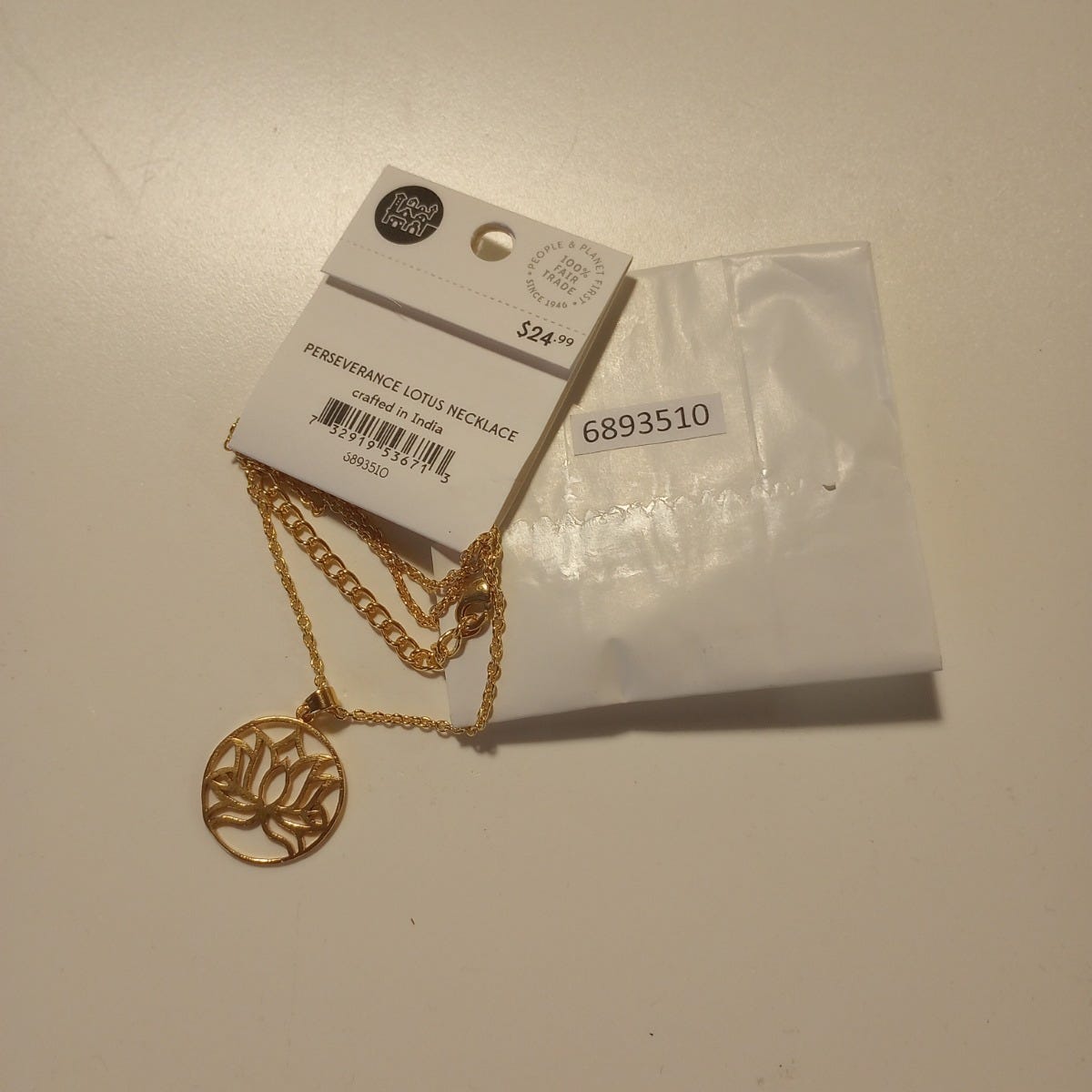 Necklace lotus pendant flash gold/metal 20L gold
