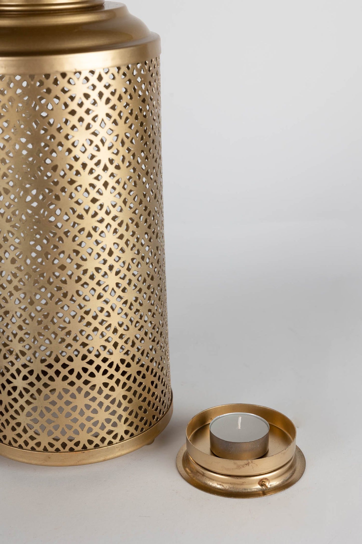 Lantern round w/turret iron 5.5Dx15H gold