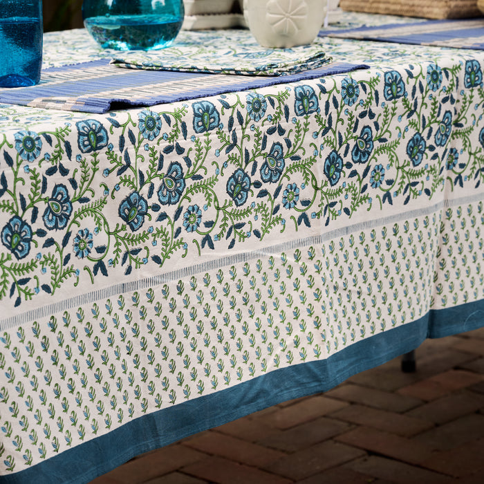 Sharan Floral Block Print Tablecloth