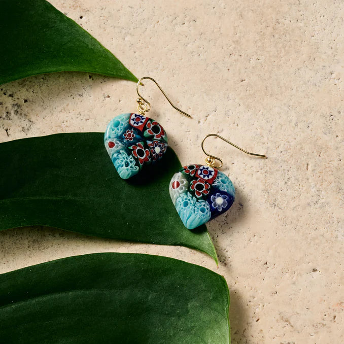 "Raza Murano" Millefiori Glass Drop Earrings