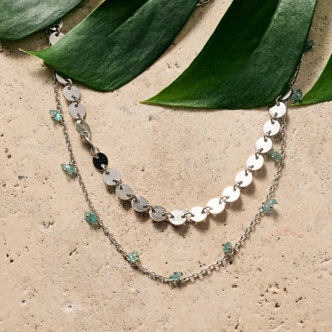 Dohara Disc and Stone Necklace