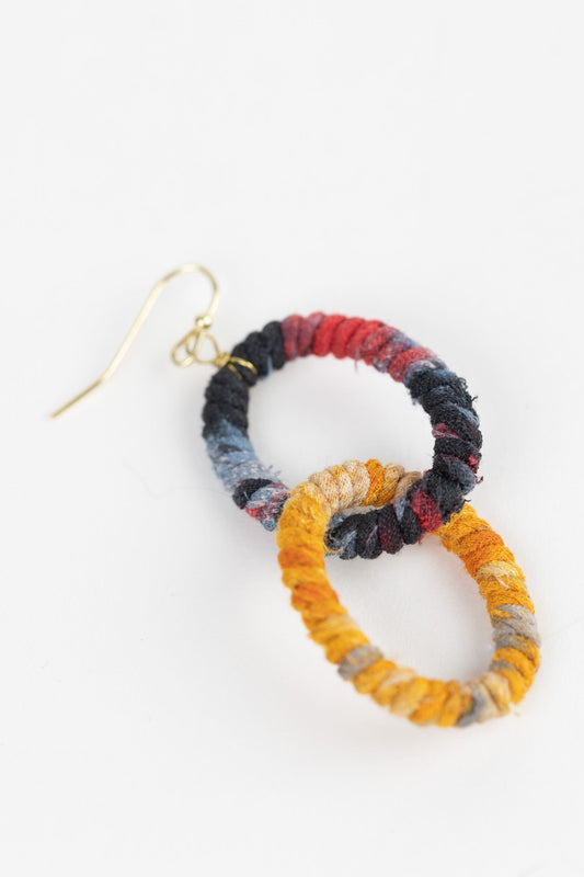 Earrings sari wrapped links/mtl 2.5L multi/gold