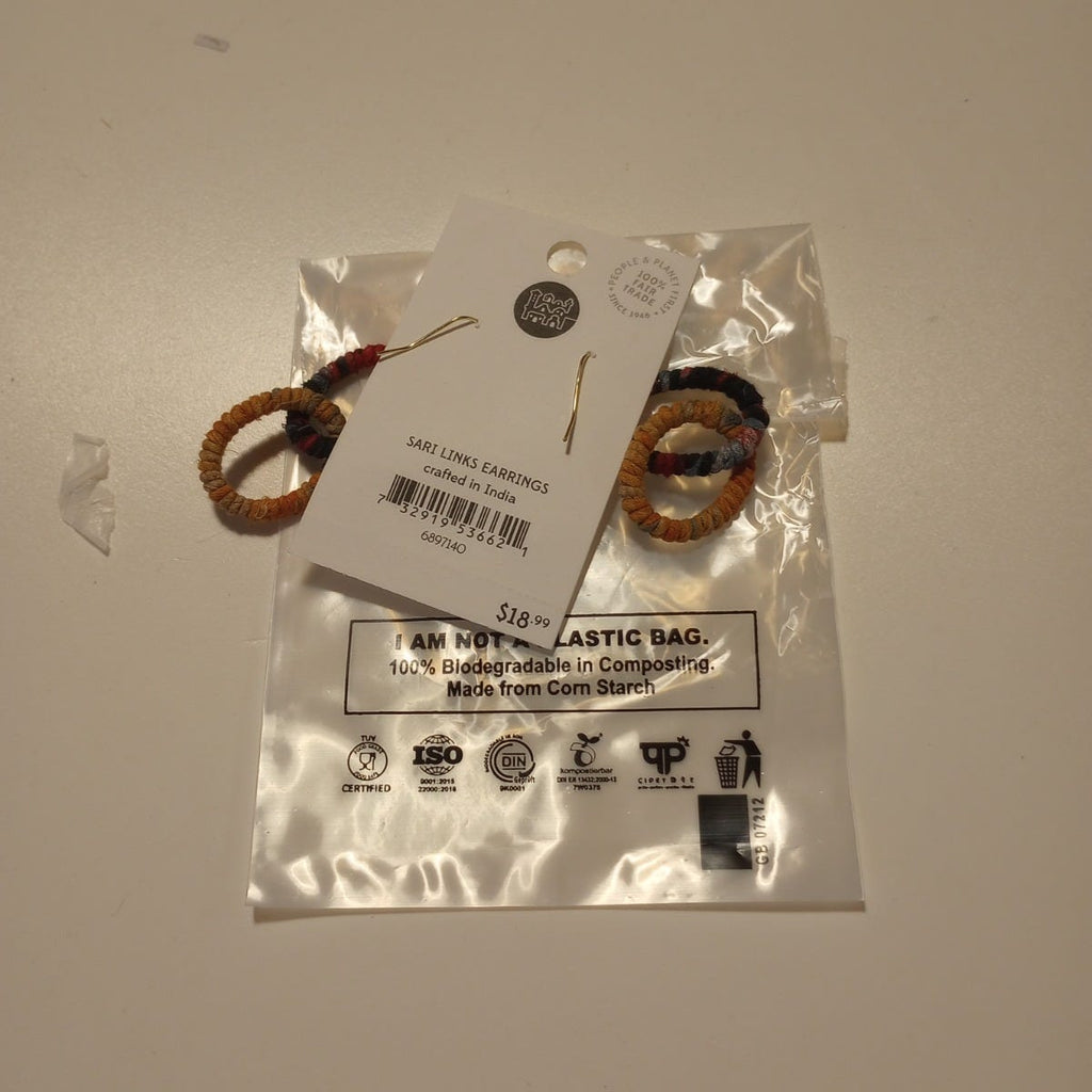 Earrings sari wrapped links/mtl 2.5L multi/gold