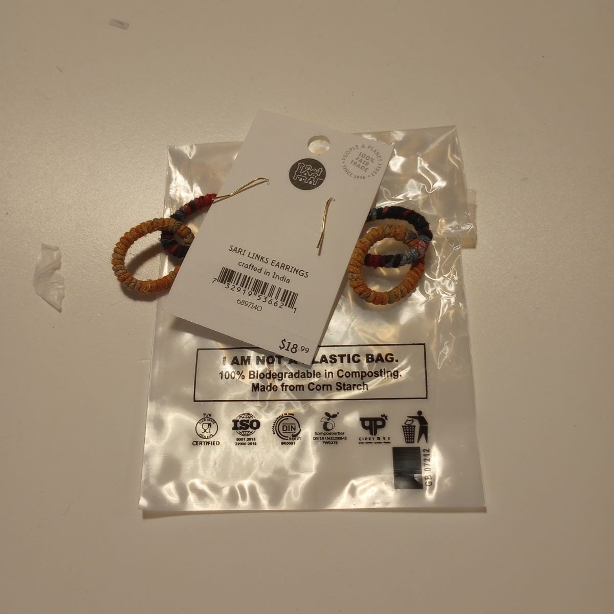Earrings sari wrapped links/mtl 2.5L multi/gold