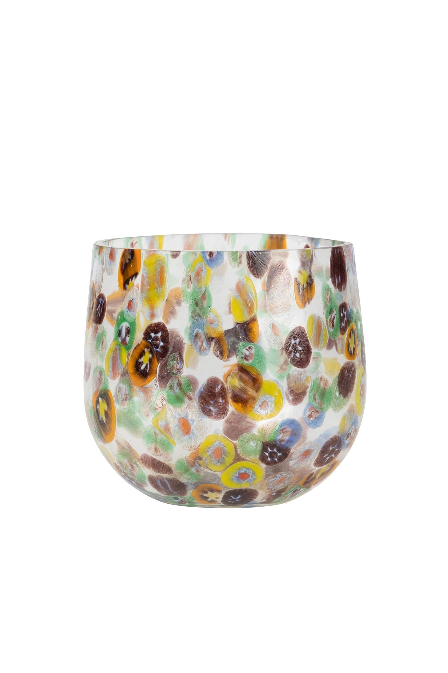 Candleholder confetti cheena glass 4.5Dx4H multi