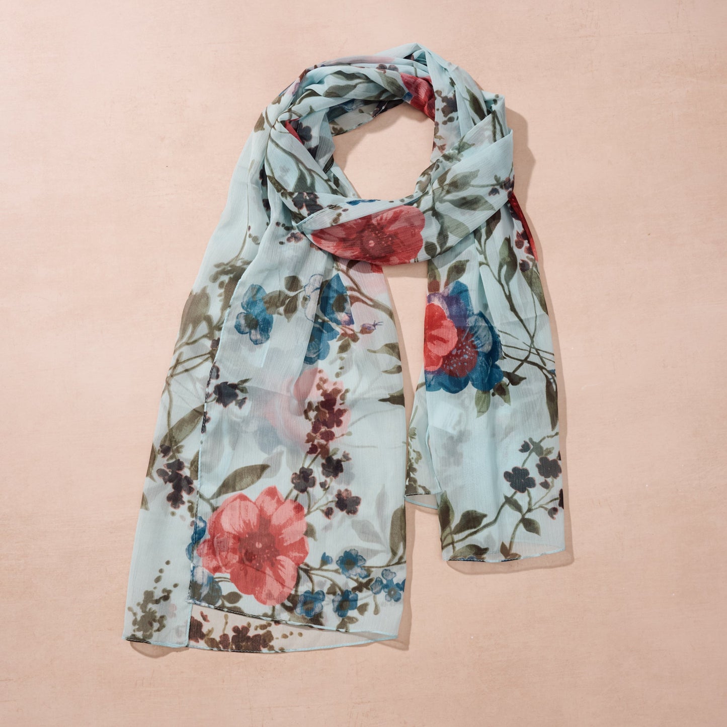 Komal Floral and Leaf Chiffon Scarf