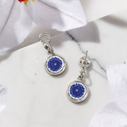 Silver and blue "Neela" Drop Earrings