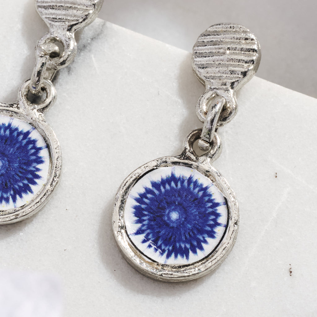Silver and blue "Neela" Drop Earrings