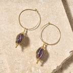 "Clarity" Amethyst Hoop Earrings