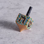 Dreidel vines M/2 pntd budloo wd 1sqx2.5H tan/blue
