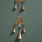 Chime four trees recycled iron/glss 35L brss/grn