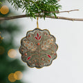 Ornament vintage M/2 stuffed velvet 4D grn/gld/rd