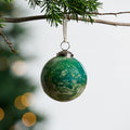 Ornament ball watercolor M/3 recycl glass 3D green