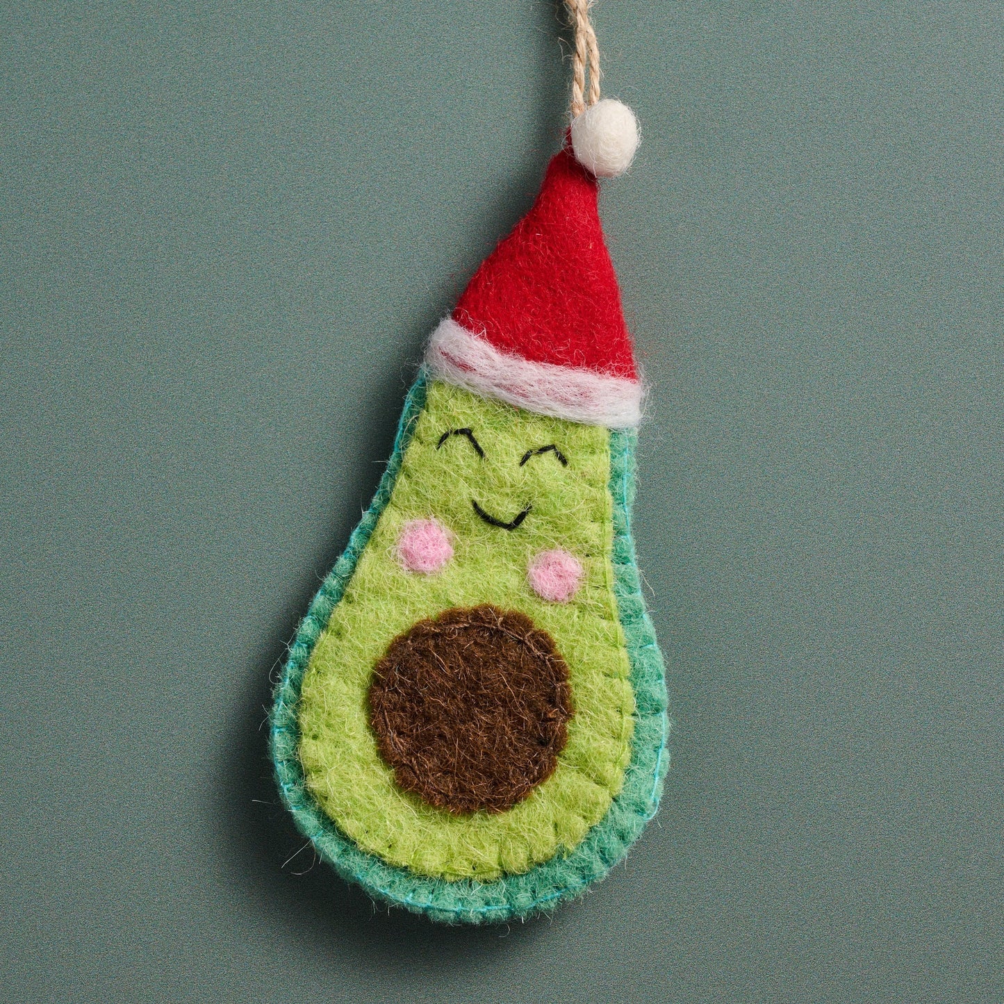 Ornament avocado M/3 wool felt 5H grn/rd/brn