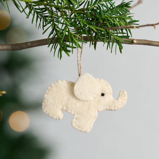 Ornament elephant M/3 wool felt 3.5W cream