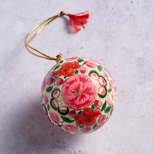 Ornament ball flrl M/3 pntd paper mache 2.5D multi