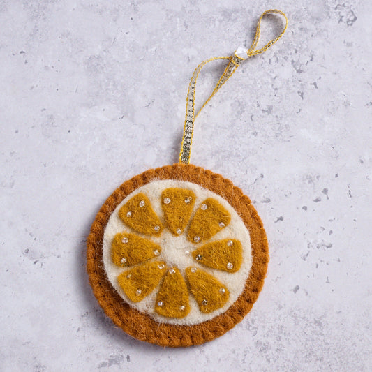 Ornament orange slice M/3 wool felt 3D orng/crm