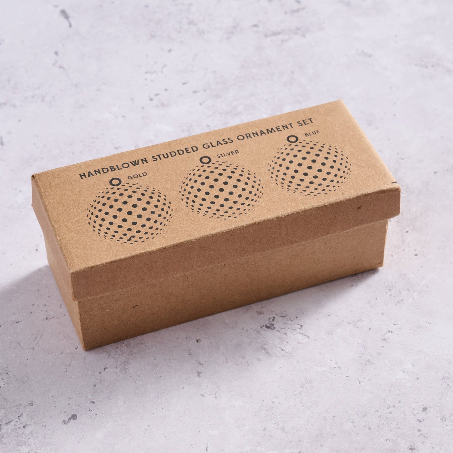 Ornament balls S/3 blown glass 2D silv/gld/blu