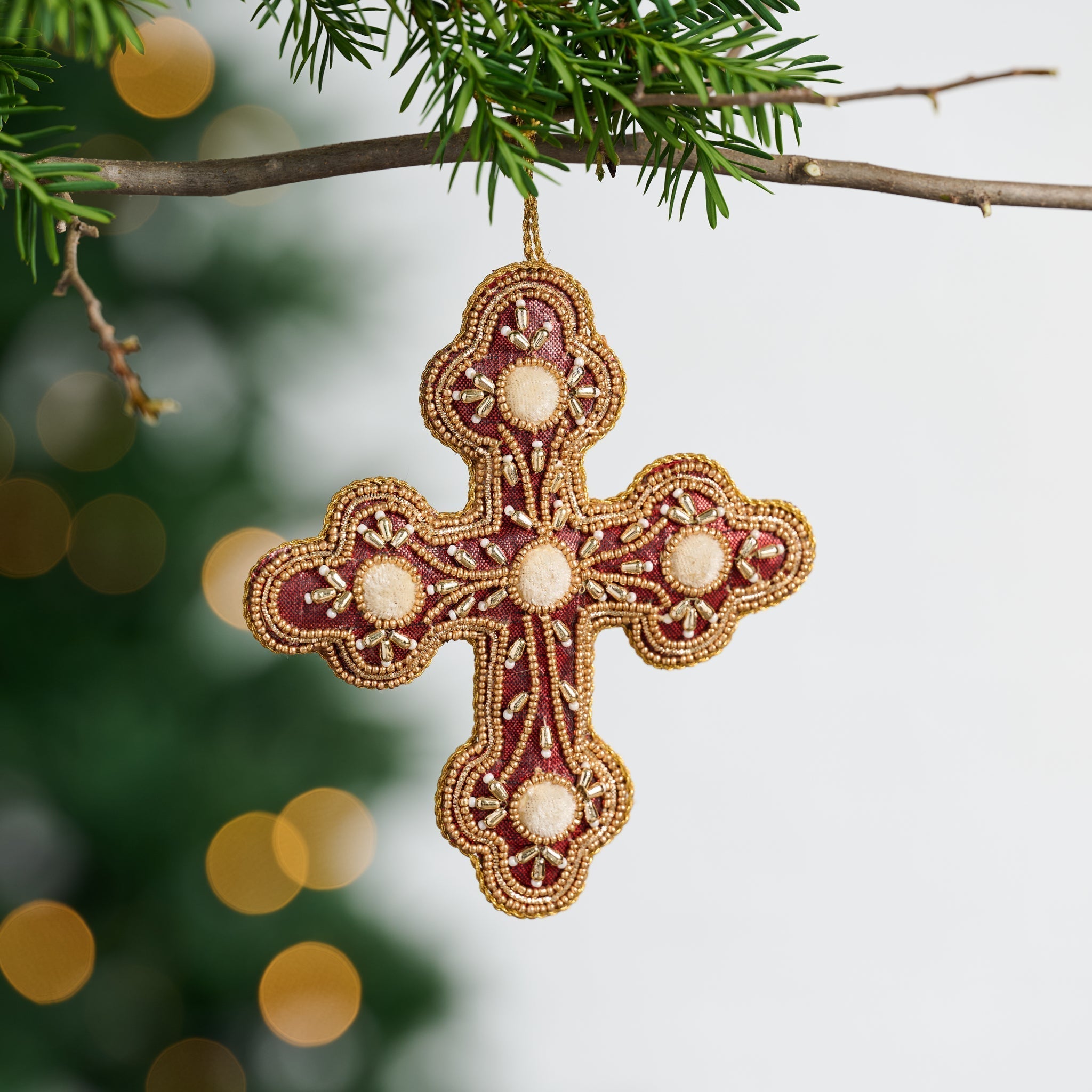 Embroidered Cross Ornament
