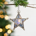 Ornament star candleholder br/glss 5L blu/silv