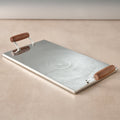 Tray wood grain s-steel/mango wd 21.5Lx10W silv
