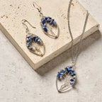 Lapis Stone Tree Drop Earrings