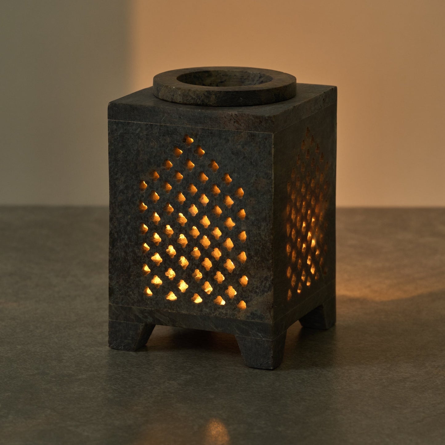 Essential oil burner gorara stn 3sqx5H gray/brn