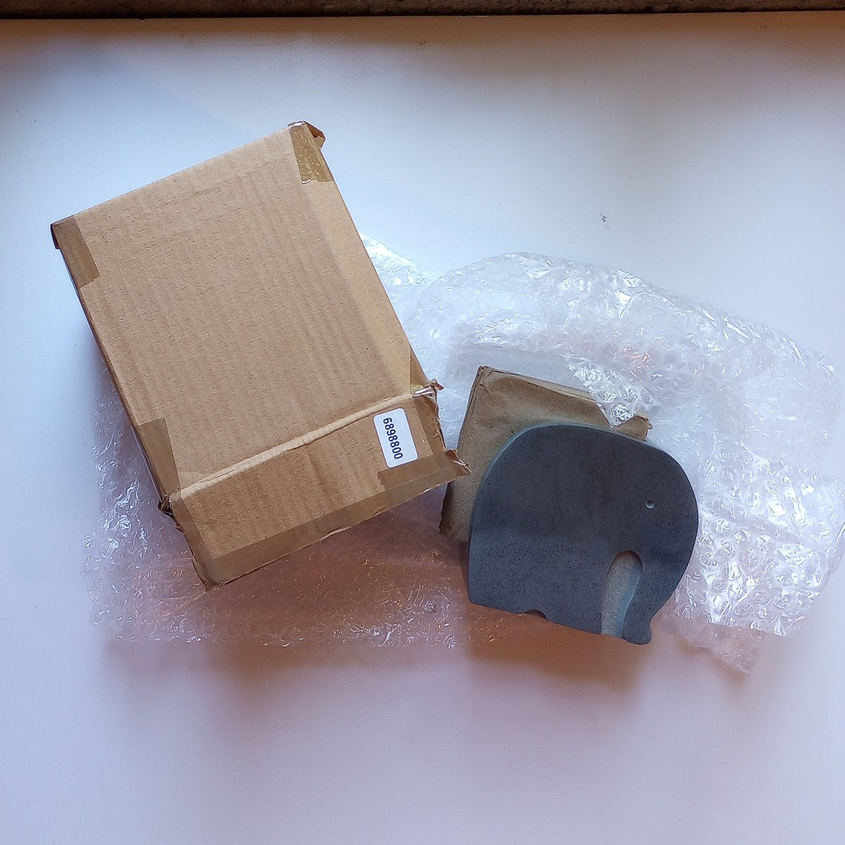 Coasters s/4 elephant w/holder stn 5Lx5H gray/blk