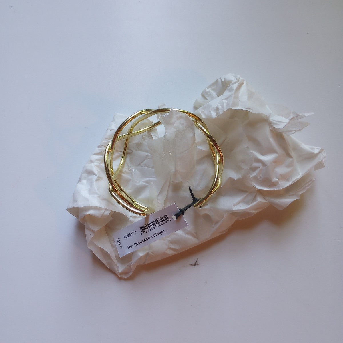 Bracelet cuff infinity twist brass 1.5W gold
