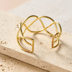 Bracelet cuff infinity twist brass 1.5W gold