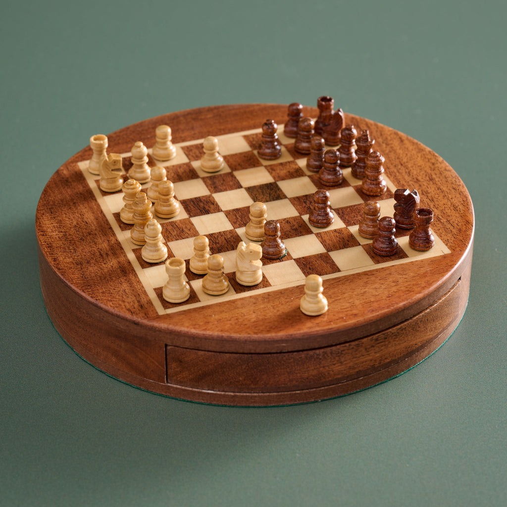 Chess round magnetic acacia/haldu wd 6D brn