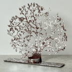 Candleholder tree cutout iron 9Wx8.5H rust/silv