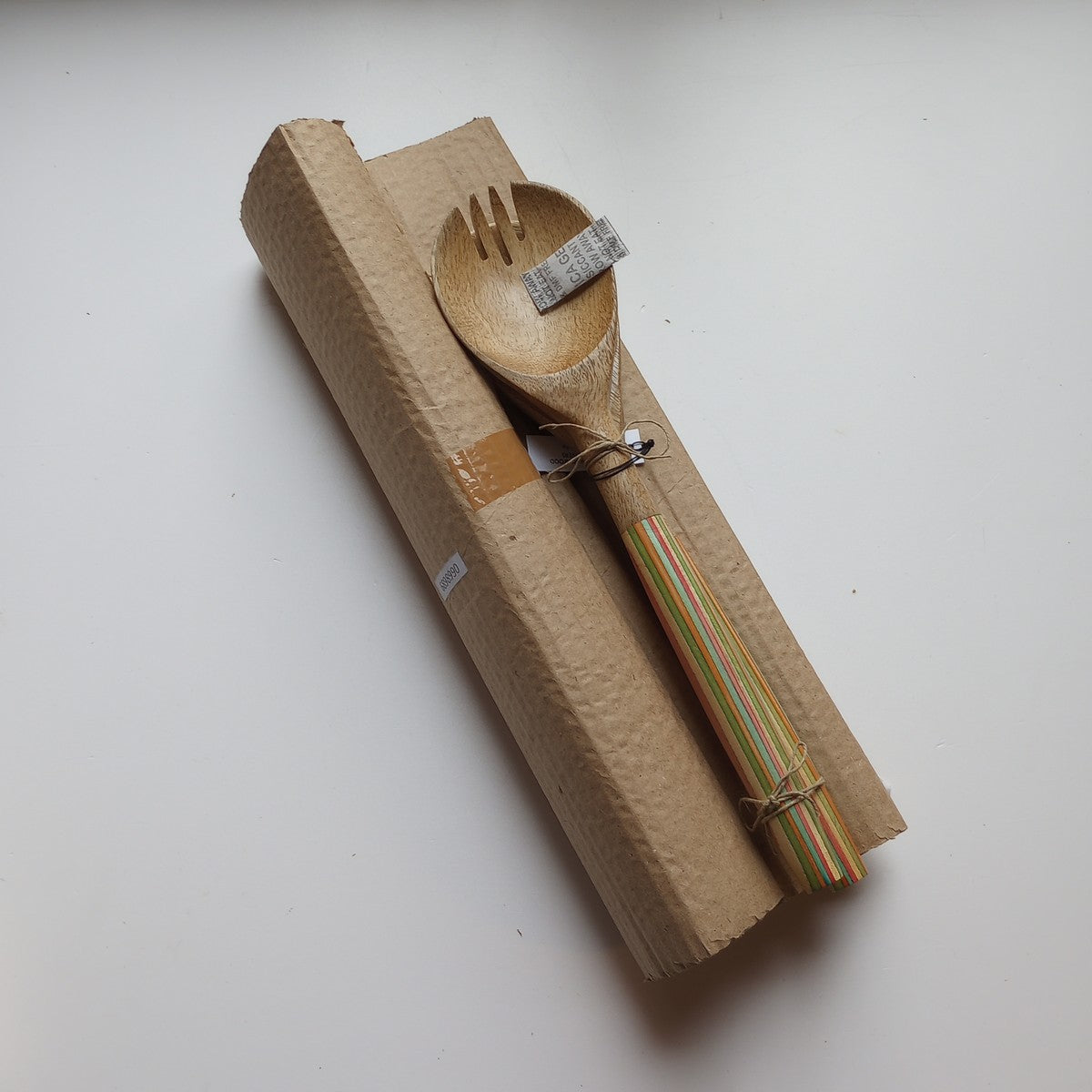 Salad servers striped s/2 mango wood 12L brn/multi