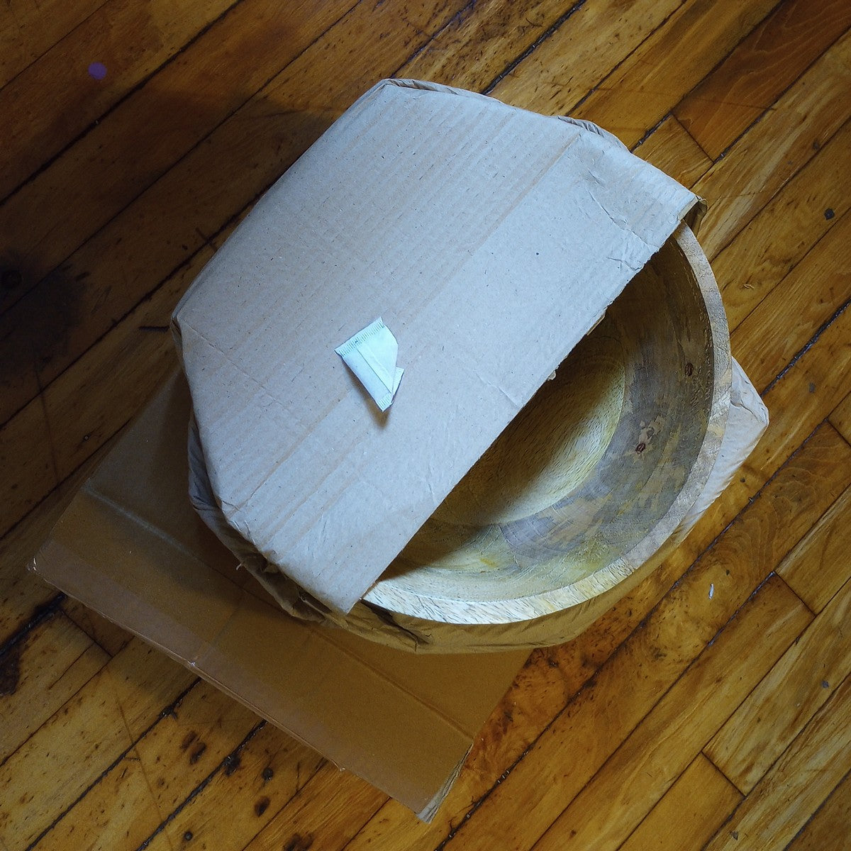 Bowl L salad pieced inlay mango wd 12Dx4 brn/multi