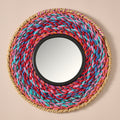 Mirror round braided sari/iron/glass 12D asst