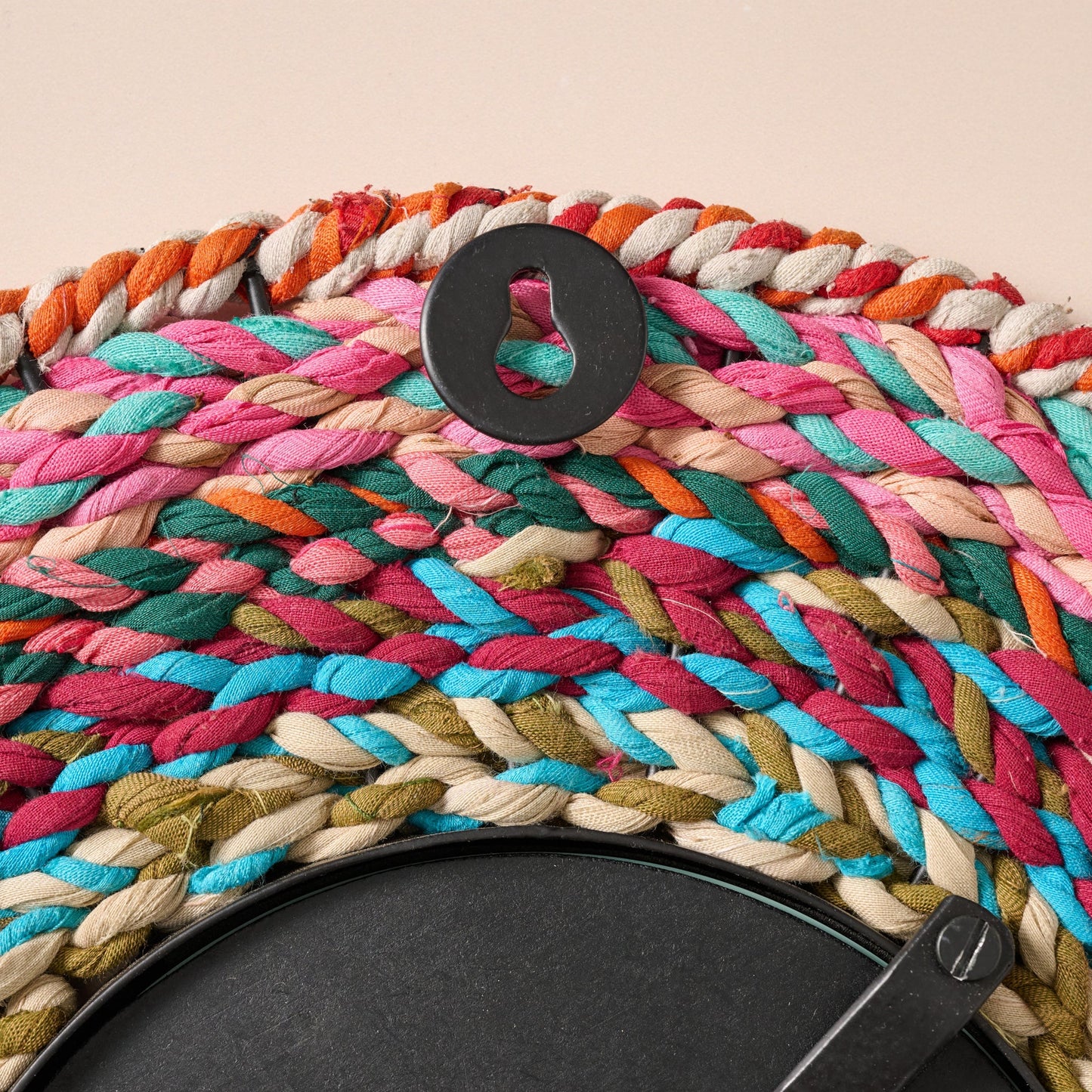 Mirror round braided sari/iron/glass 12D asst