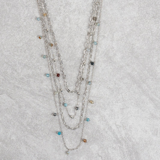 Necklace convertible bd onyx stn/br 28L silv/multi