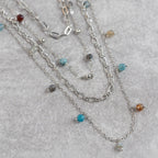 Necklace convertible bd onyx stn/br 28L silv/multi