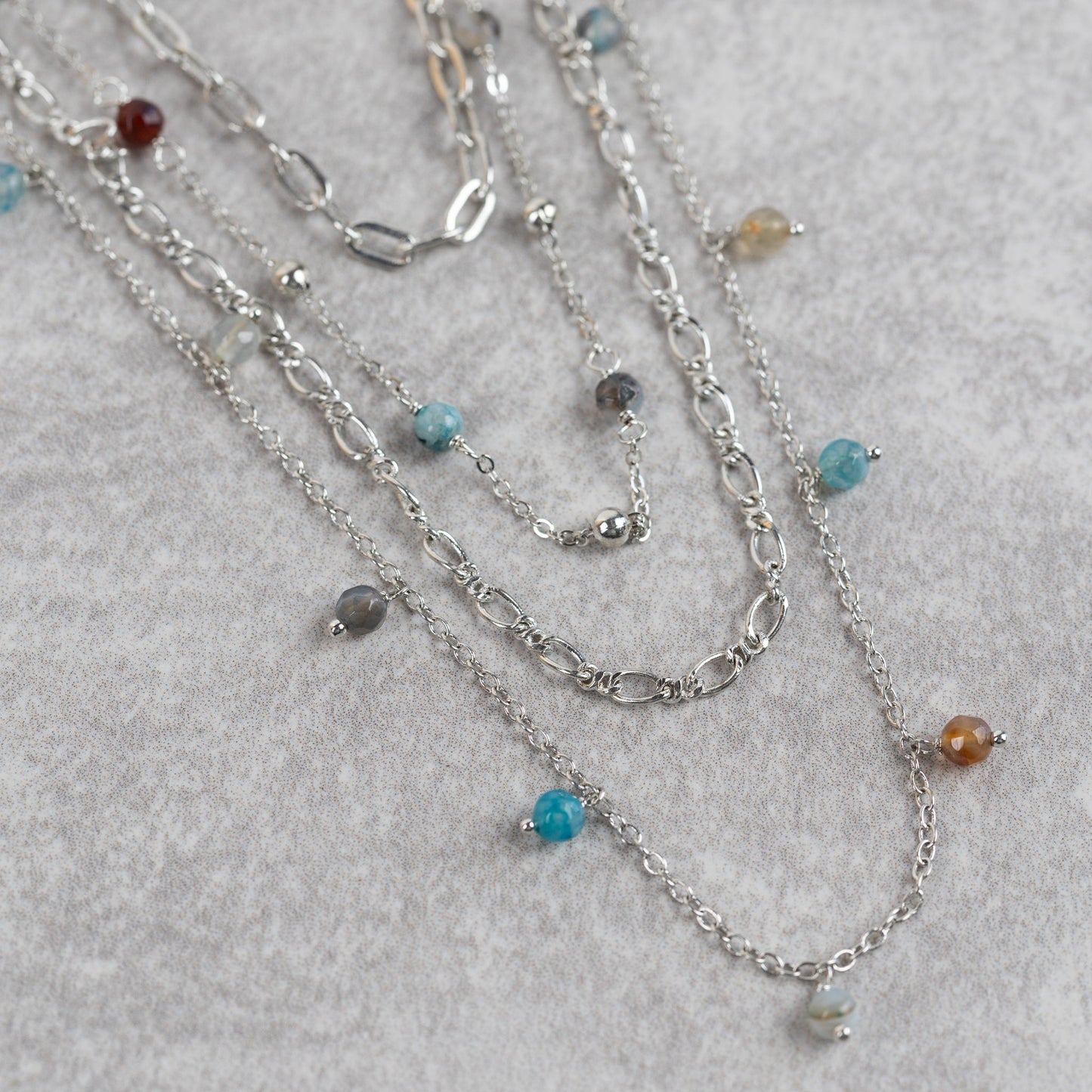 Necklace convertible bd onyx stn/br 28L silv/multi