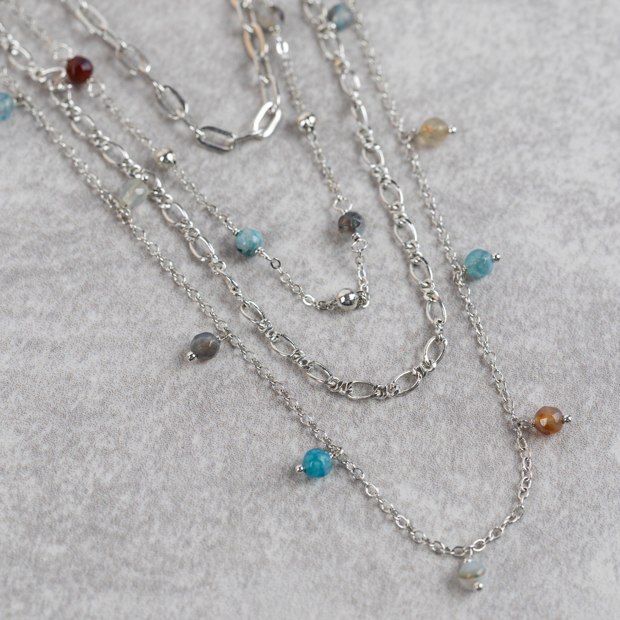 Necklace convertible bd onyx stn/br 28L silv/multi