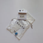 Necklace marble in swirl brss/glss 19L silv/blue