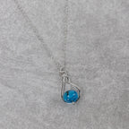 Necklace marble in swirl brss/glss 19L silv/blue