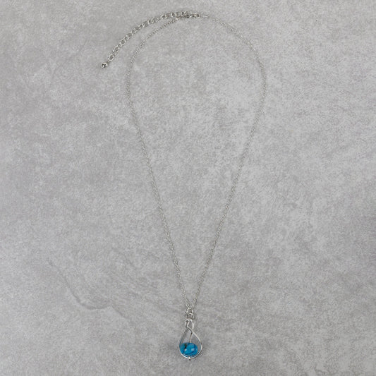 Necklace marble in swirl brss/glss 19L silv/blue