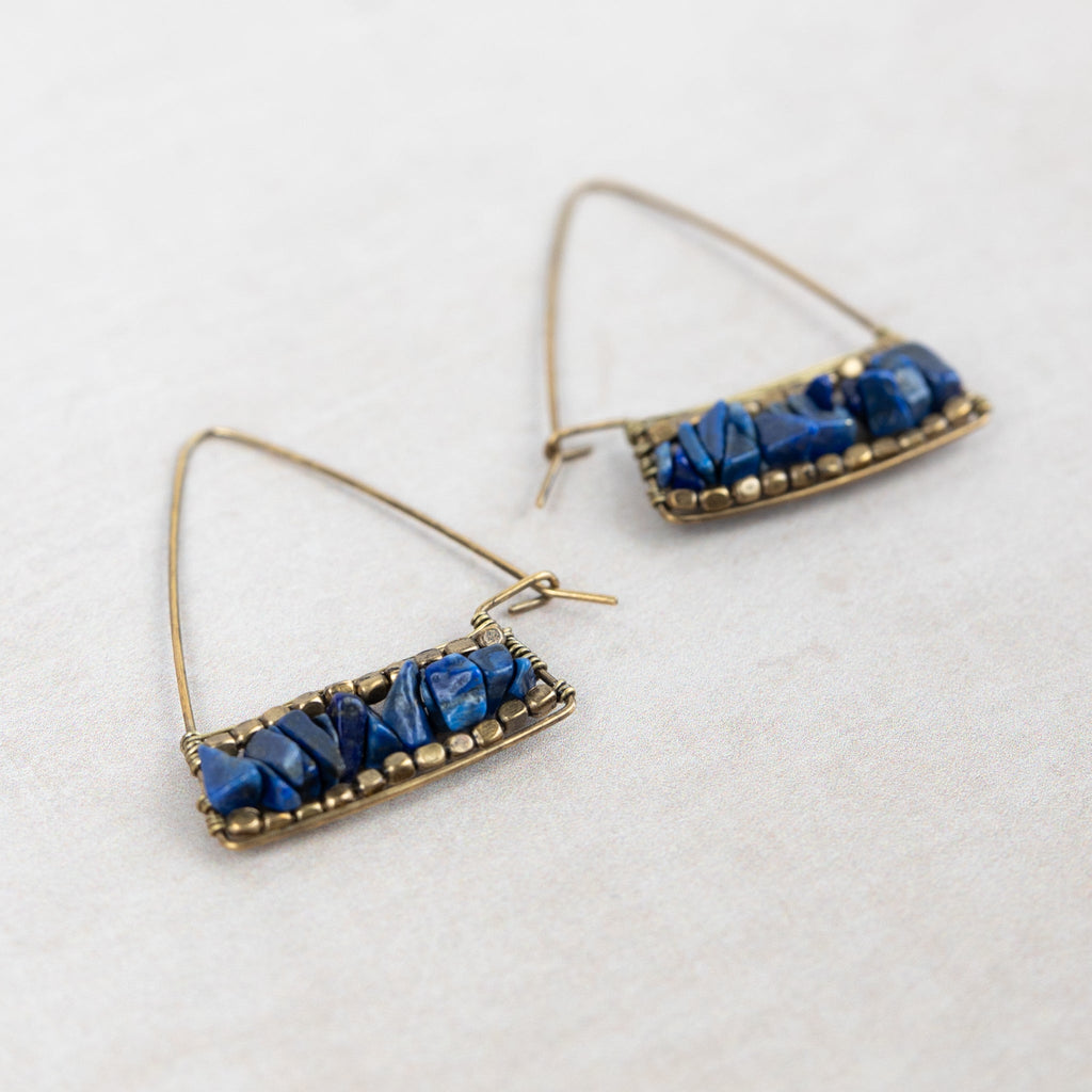 "Teja" Lapis Stone Earrings