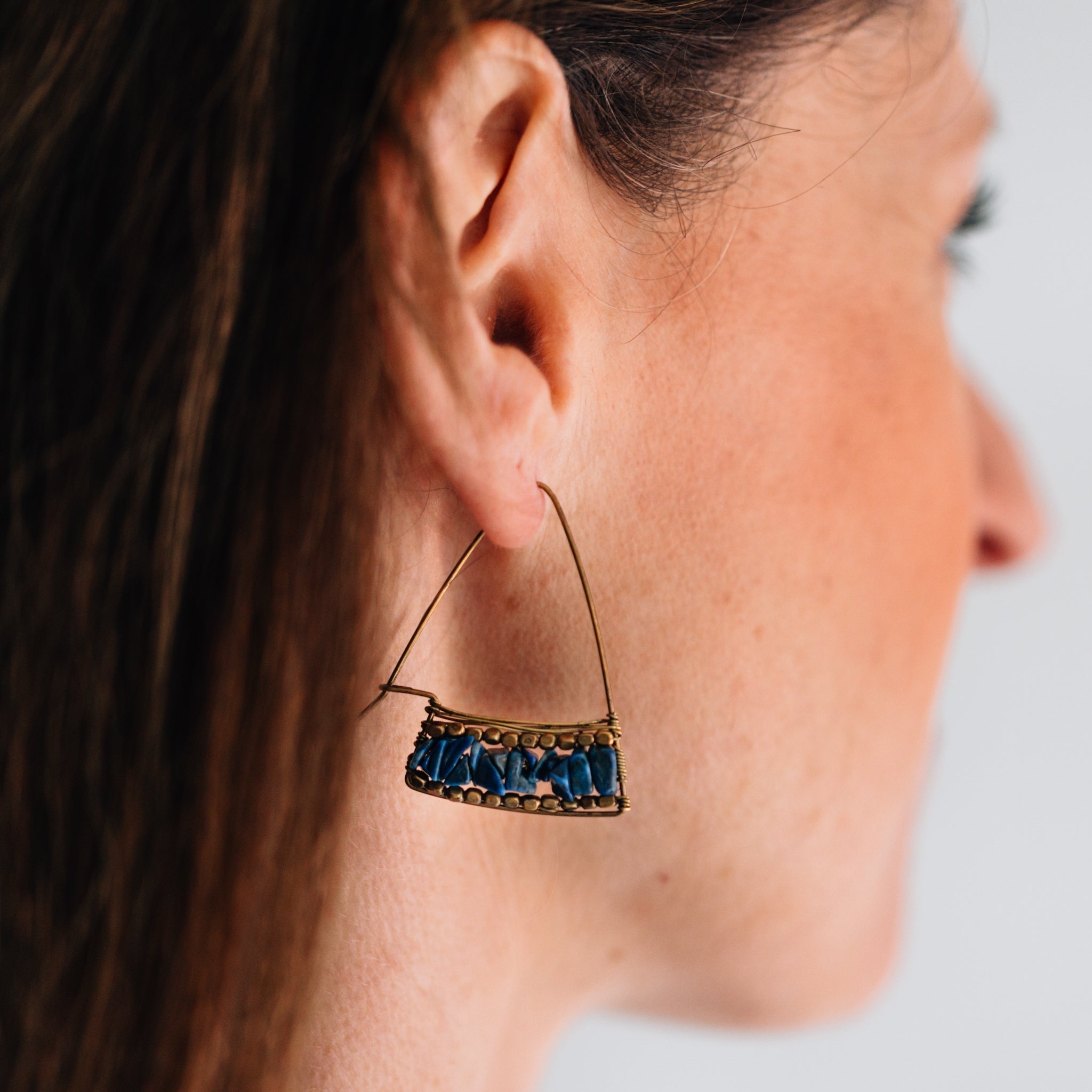 "Teja" Lapis Stone Earrings
